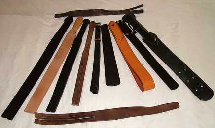 Abel and Haron's collection of tawses and straps - from the Spanking Writers